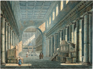 Studietekening van het interieur van S. Lorenzo fuori le mura, Rome
